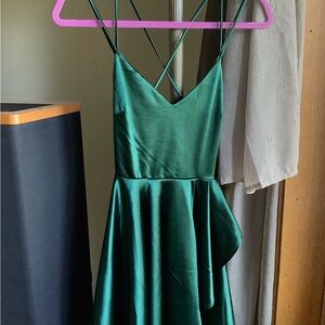 Windsor Elegant Green Satin Mini Dress